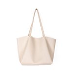 A slouchy black pebbled vegan leather tote with long thin shoulder straps and an open trapezoid silhouette. Additional product view 3.