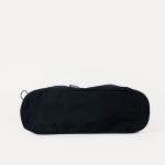 A black crinkled nylon shopper tote with webbing straps and a mid-body drawstring that creates a ruched gathered shape. Additional product view 9.