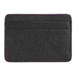 Black Pebbled Genuine Leather Card Holder – Slim Minimalist Wallet